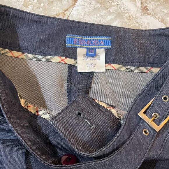 Esmoda Straight Leg Pants with Belted Waist Detail and Embroidered Pegasus - Picture 5 of 6